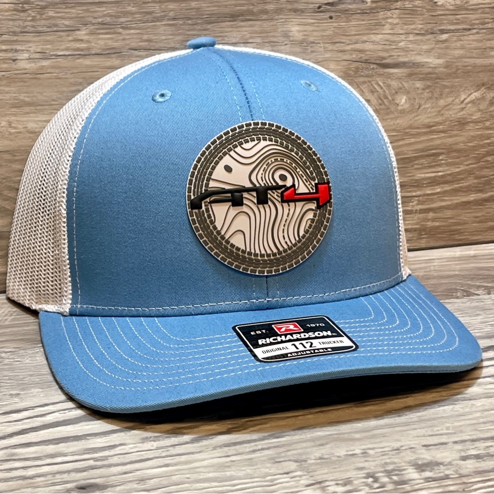 AT4 Snapback Trucker Hat- Columbia Blue/ White